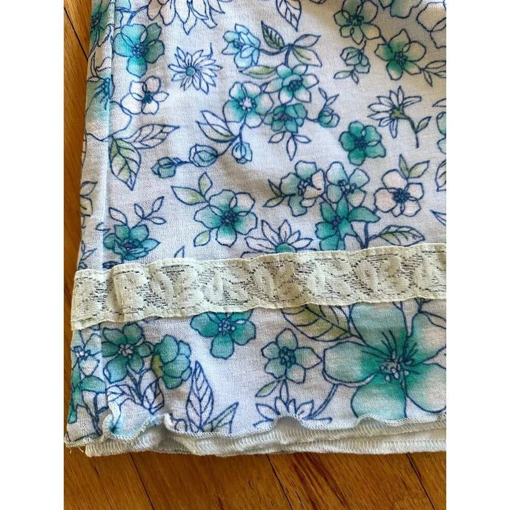 Vintage Y2k Cherokee Baby Blue Floral Lace Slip Skirt size Girls XL 14/16